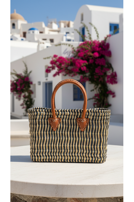 CESTO PEQUEÑO BEIGE AZUL