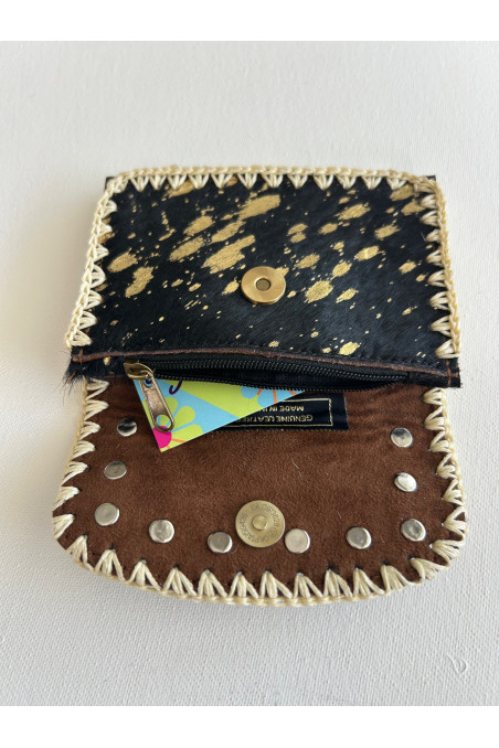 CARTERITA PIEL TACHUELAS NEGRA