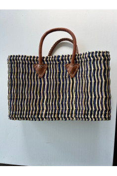 BOLSO MEDIANO PAJA BEIGE AZUL 2