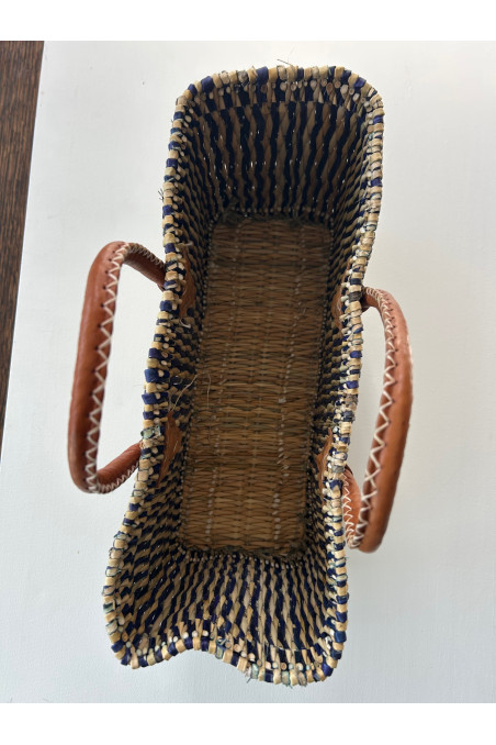 BOLSO MEDIANO PAJA BEIGE AZUL