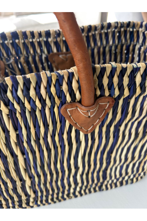 BOLSO MEDIANO PAJA BEIGE AZUL