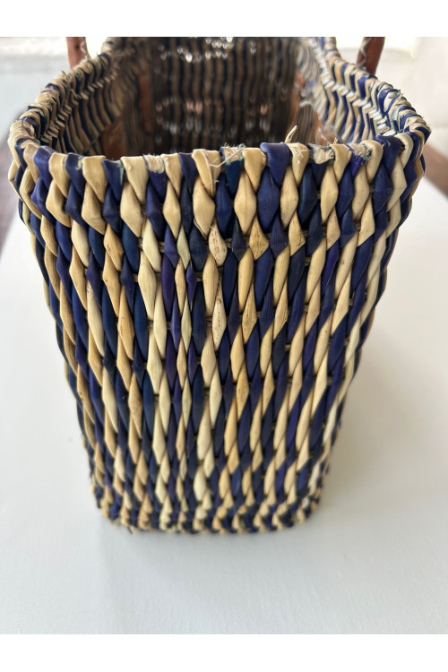 BOLSO MEDIANO PAJA BEIGE AZUL