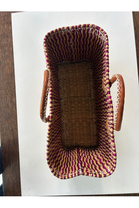 CESTO PAJA GRANDE BEIGE FUCSIA