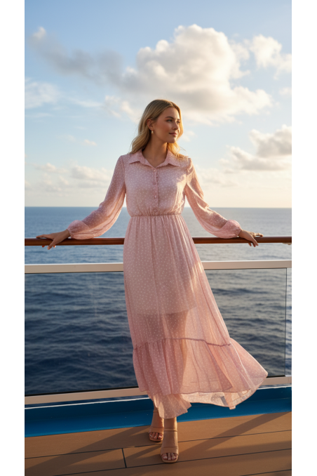 VESTIDO LUNARES ROSA