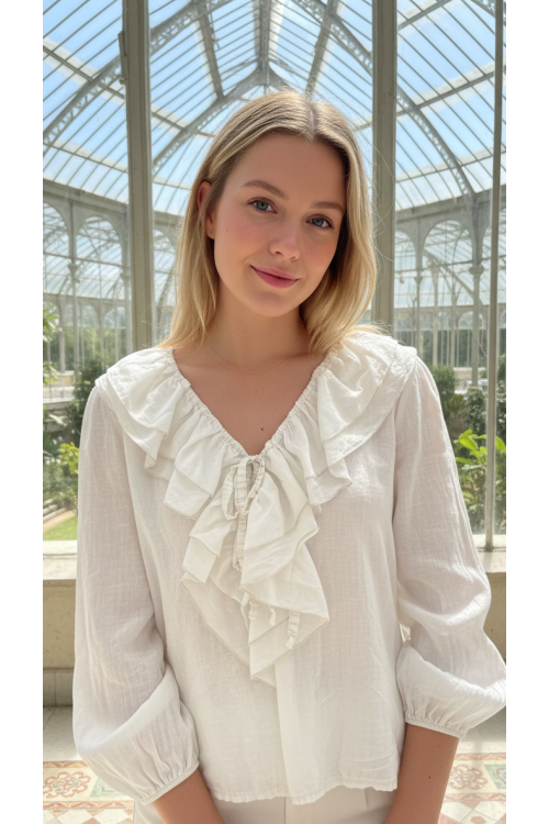 CAMISA VOLANTES BLANCA