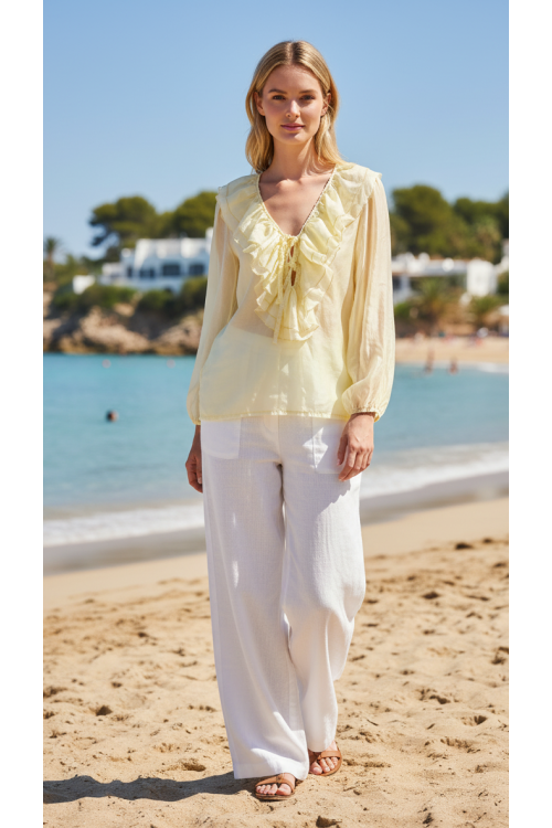 CAMISA VOLANTES AMARILLA