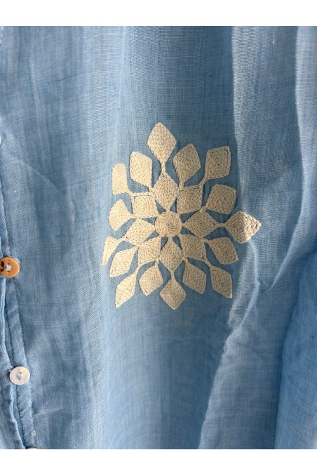 CAMISA BORDADA AZUL