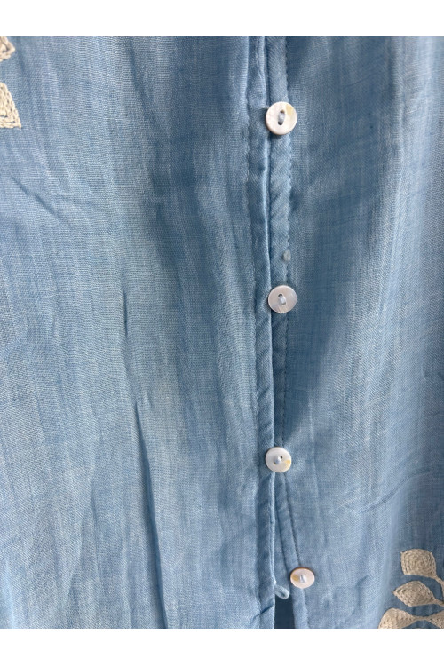 CAMISA BORDADA AZUL