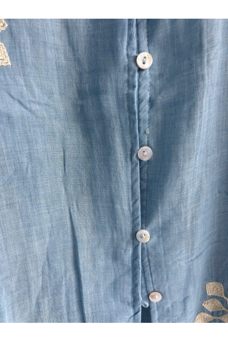 CAMISA BORDADA AZUL
