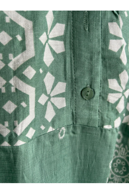 VESTIDO ESTAMPADO VERDE CINTURÓN