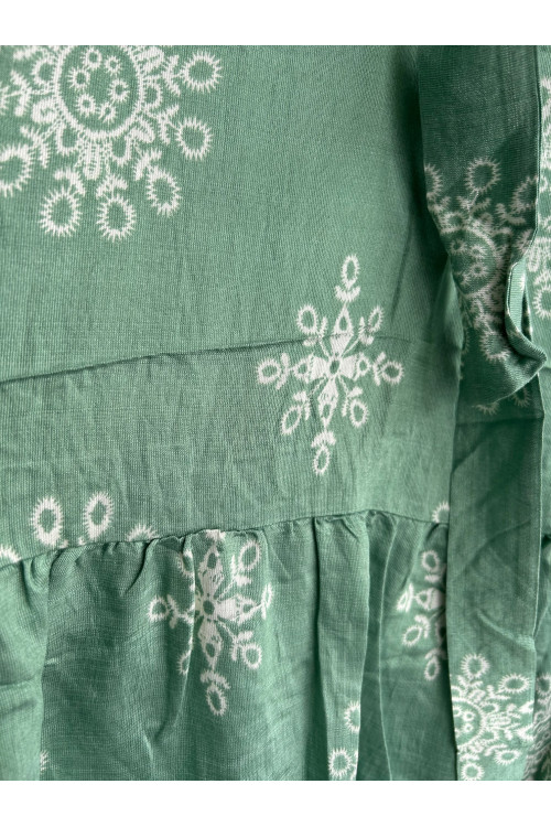 VESTIDO ESTAMPADO VERDE CINTURÓN