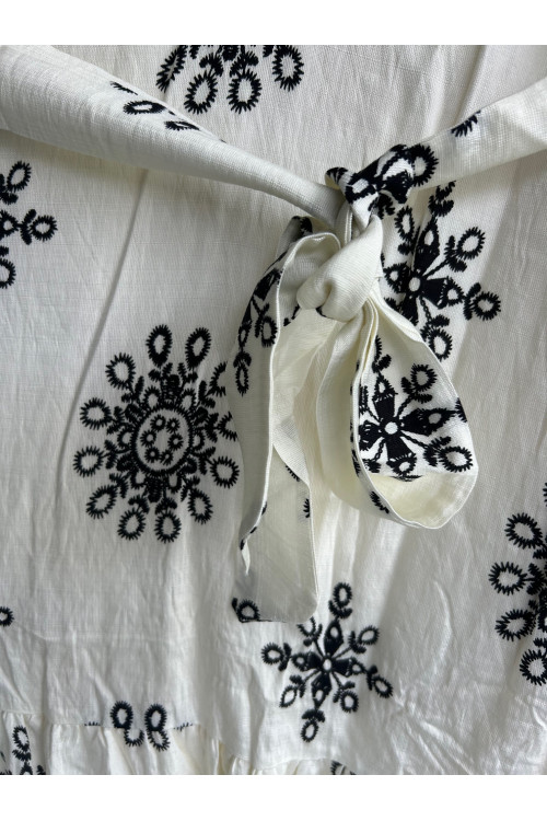 VESTIDO HUESO ESTAMPADO CINTURÓN