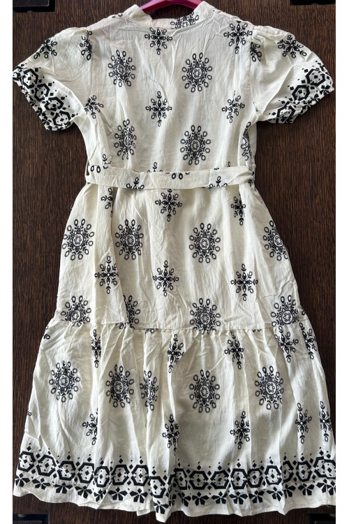 VESTIDO HUESO ESTAMPADO CINTURÓN