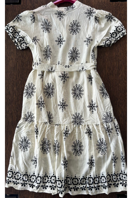 VESTIDO HUESO ESTAMPADO CINTURÓN