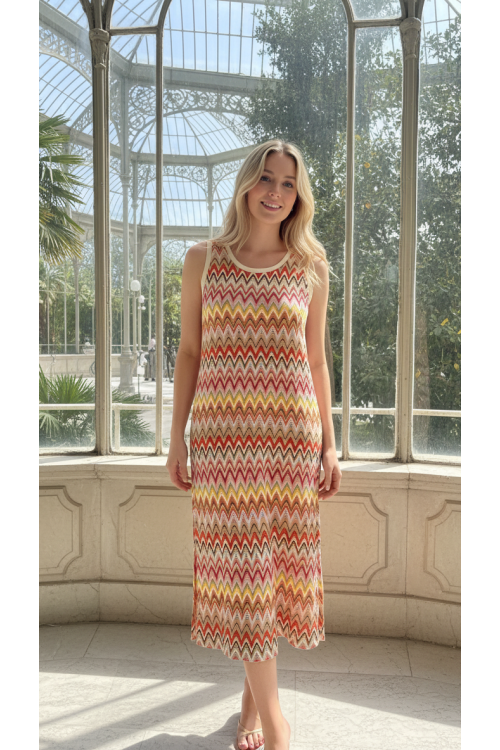 VESTIDO JACQUARD TOSTADO