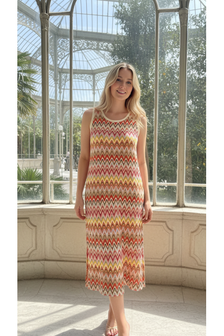 VESTIDO JACQUARD TOSTADO