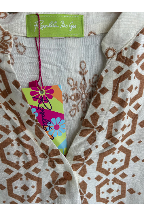 VESTIDO BEIGE ESTAMPADO CINTURÓN