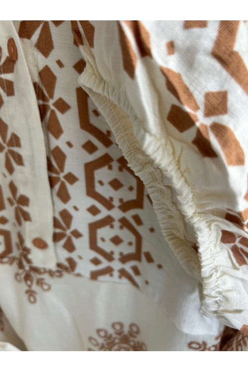 VESTIDO BEIGE ESTAMPADO CINTURÓN