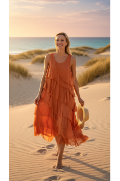 VESTIDO CAPAS NARANJA