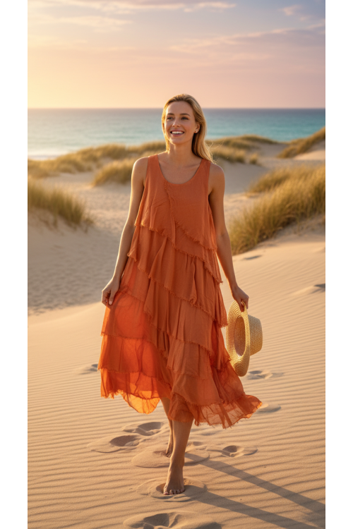 VESTIDO CAPAS NARANJA