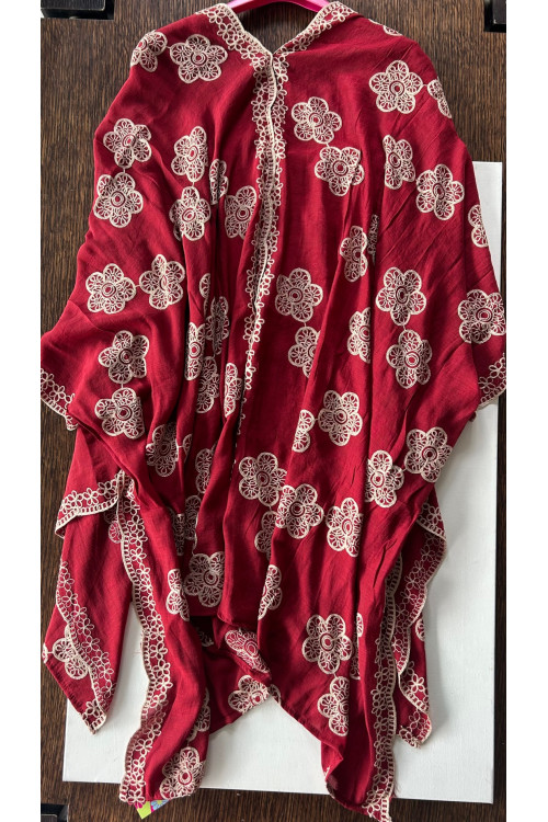 PONCHO BORDADO ROJO