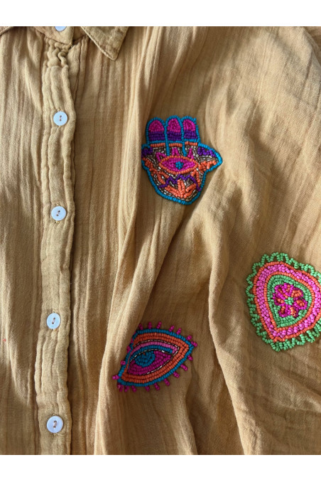 BLUSA BORDADOS OCRE