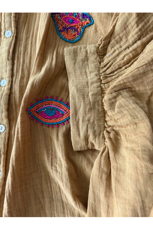 BLUSA BORDADOS OCRE