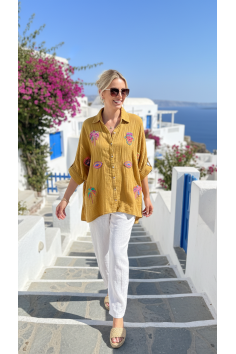 BLUSA BORDADOS OCRE