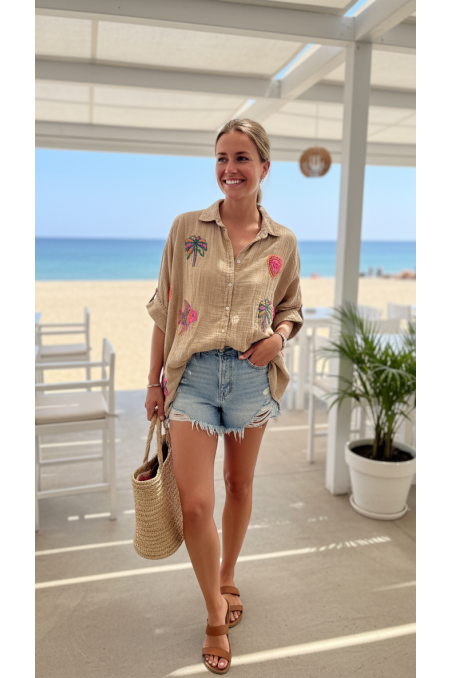 BLUSA BORDADOS BEIGE