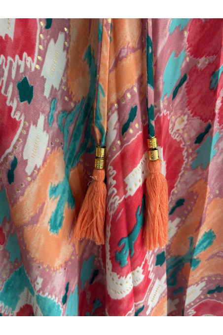 FALDA LARGA ESTAMPADA MULTICOLOR