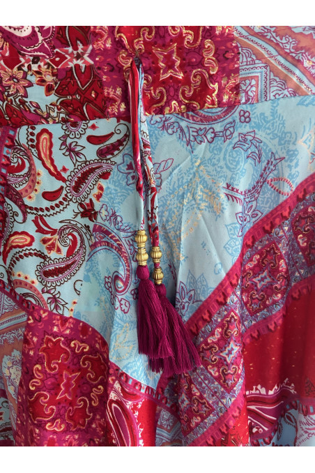 FALDA LARGA ESTAMPADA AZULES