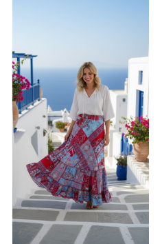 FALDA LARGA ESTAMPADA AZULES