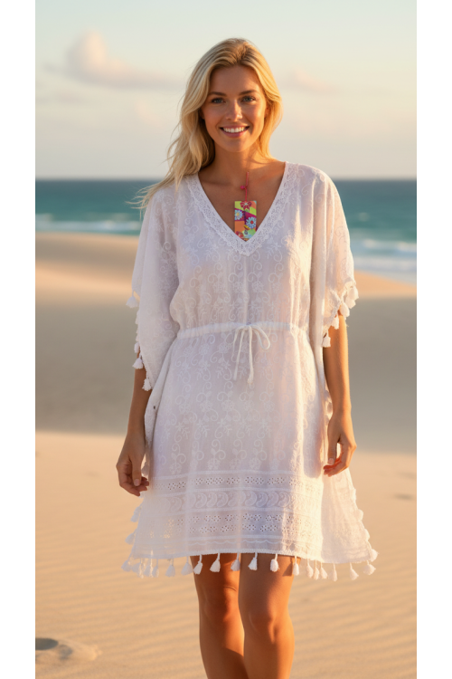 TÚNICA BLANCA BORDADA