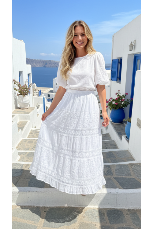 FALDA BLANCA BORDADOS