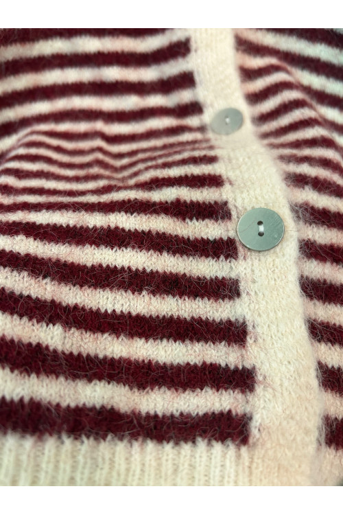 CARDIGAN RAYA BURDEOS