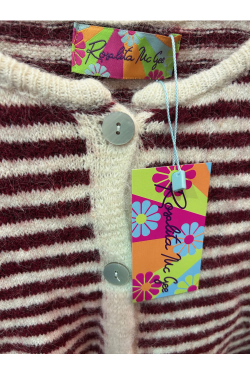 CARDIGAN RAYA BURDEOS