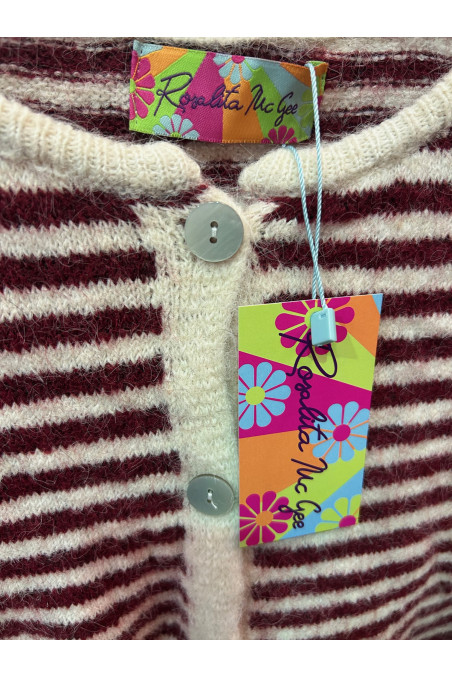 CARDIGAN RAYA BURDEOS