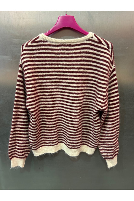 CARDIGAN RAYA BURDEOS