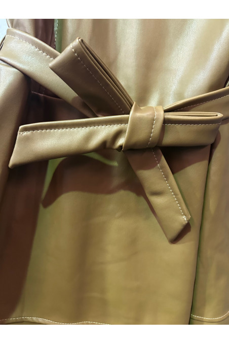 VESTIDO POLIPIEL TOSTADO