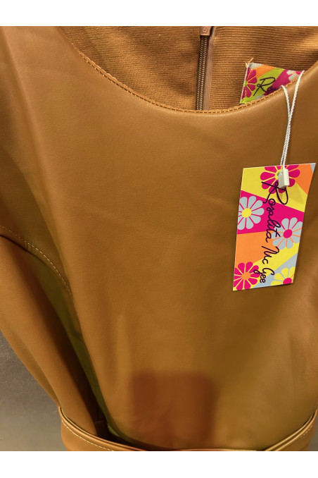 VESTIDO POLIPIEL TOSTADO