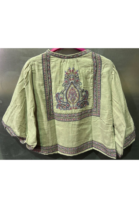 CHAQUETA VERDE BORDADOS