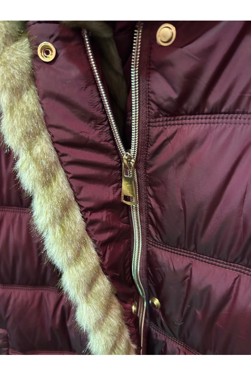 ANORAK CAPUCHA PELO BURDEOS