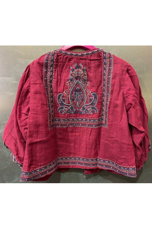 CHAQUETA BURDEOS BORDADOS