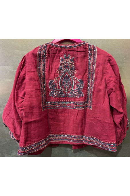 CHAQUETA BURDEOS BORDADOS