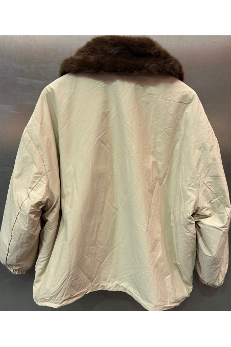 PARKA REVERSIBLE BEIGE PELO